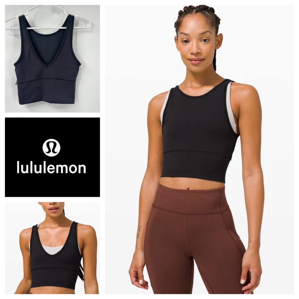 lululemon Power Pivot Tank Rib Black Reversible Cropped Yoga Top W1CKAS